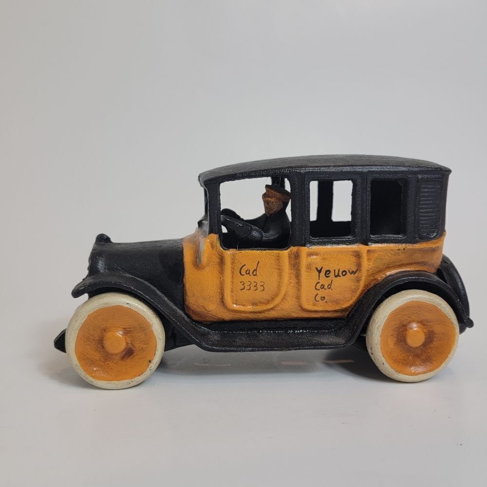 Arcade Reproduction Cast Iron Die Cast Toy Taxi Moving Wheels